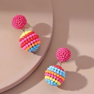 Colorful Beaded Drop Earrings. Pick your colour